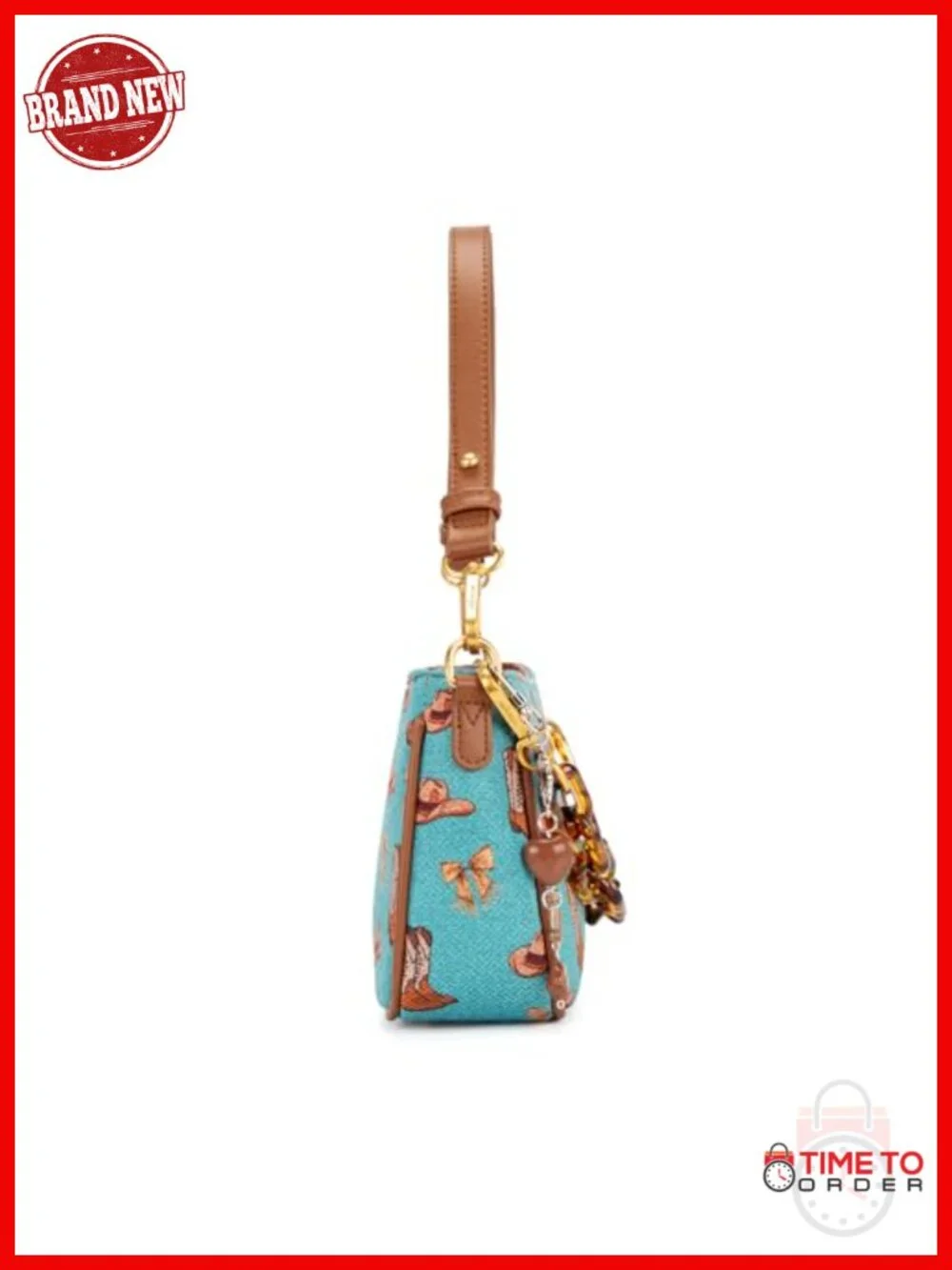 Canvas Western Hobo Handbag with Adjustable and Chain Strap